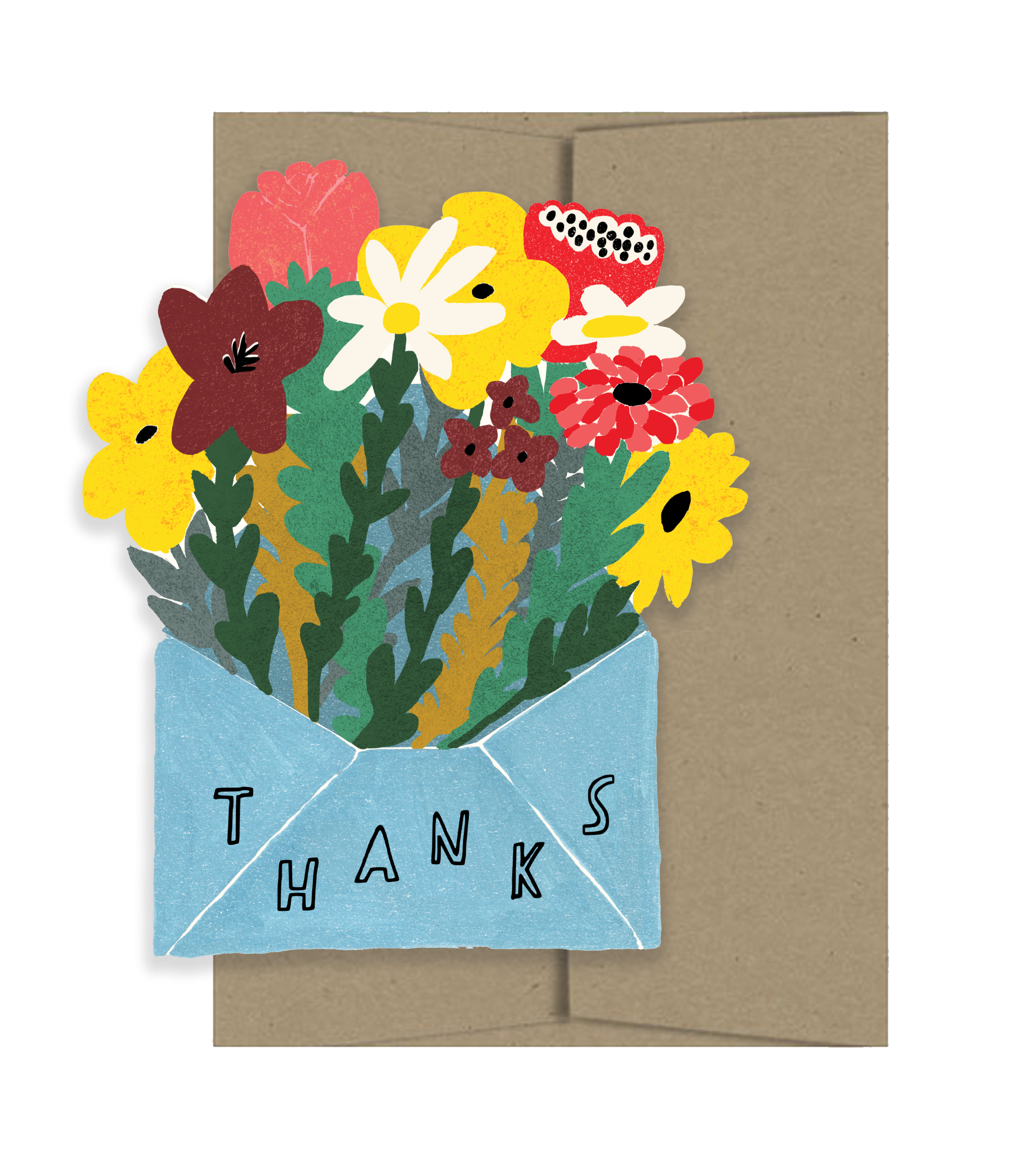 Thank You with Flowers - Die Cut Card