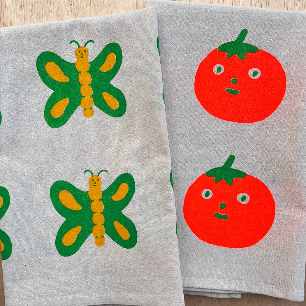 Tomato screenprinted tea towel
