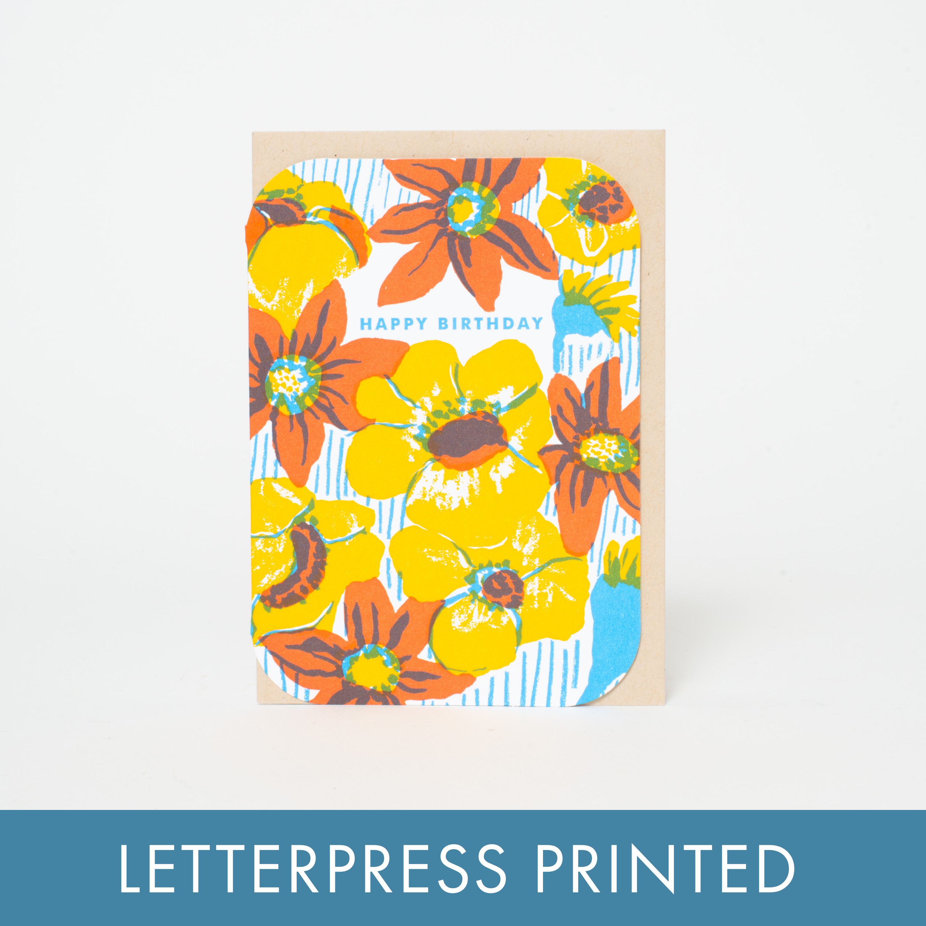 Bold Flower Birthday Letterpress Greeting Card by Egg Press