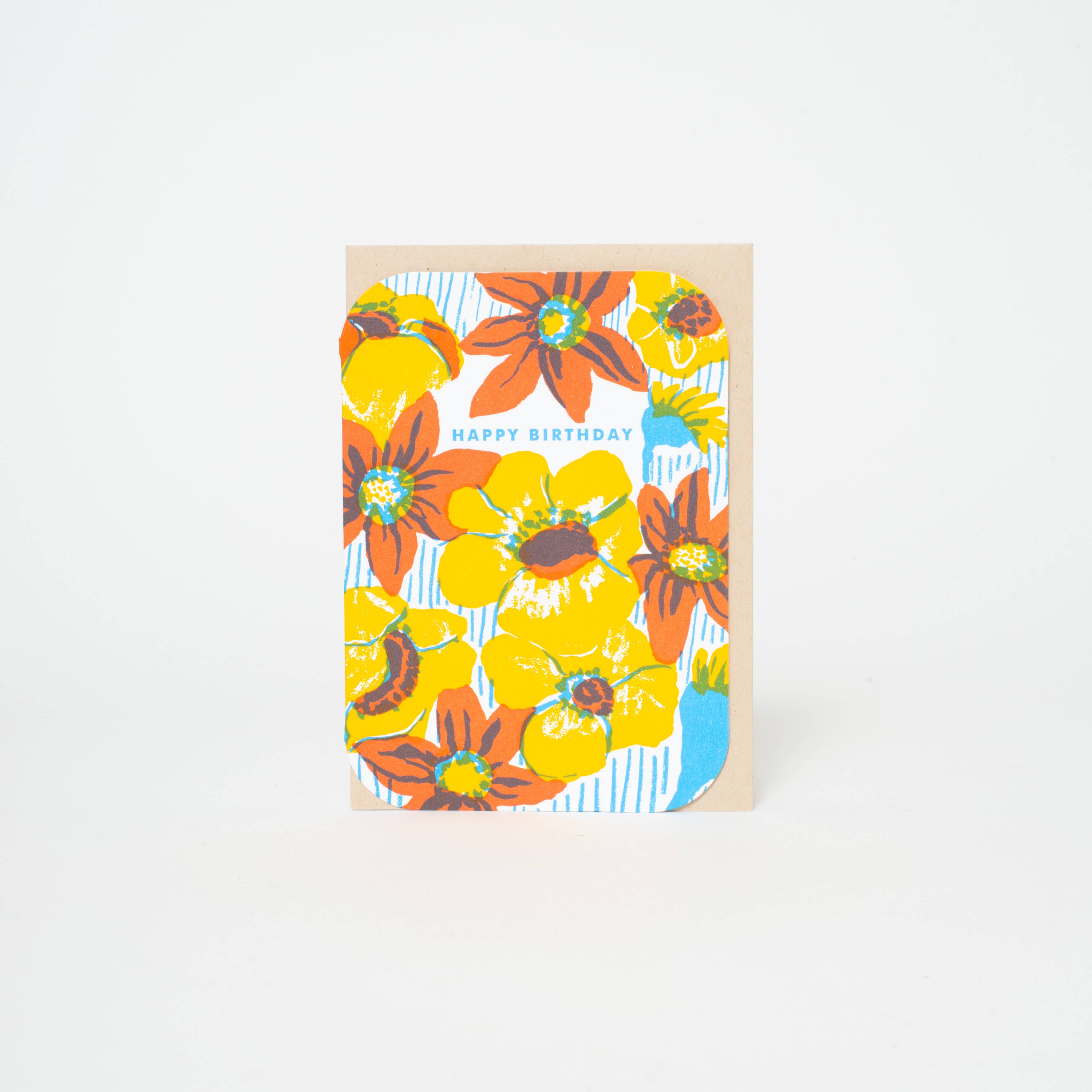 Bold Flower Birthday Letterpress Greeting Card by Egg Press