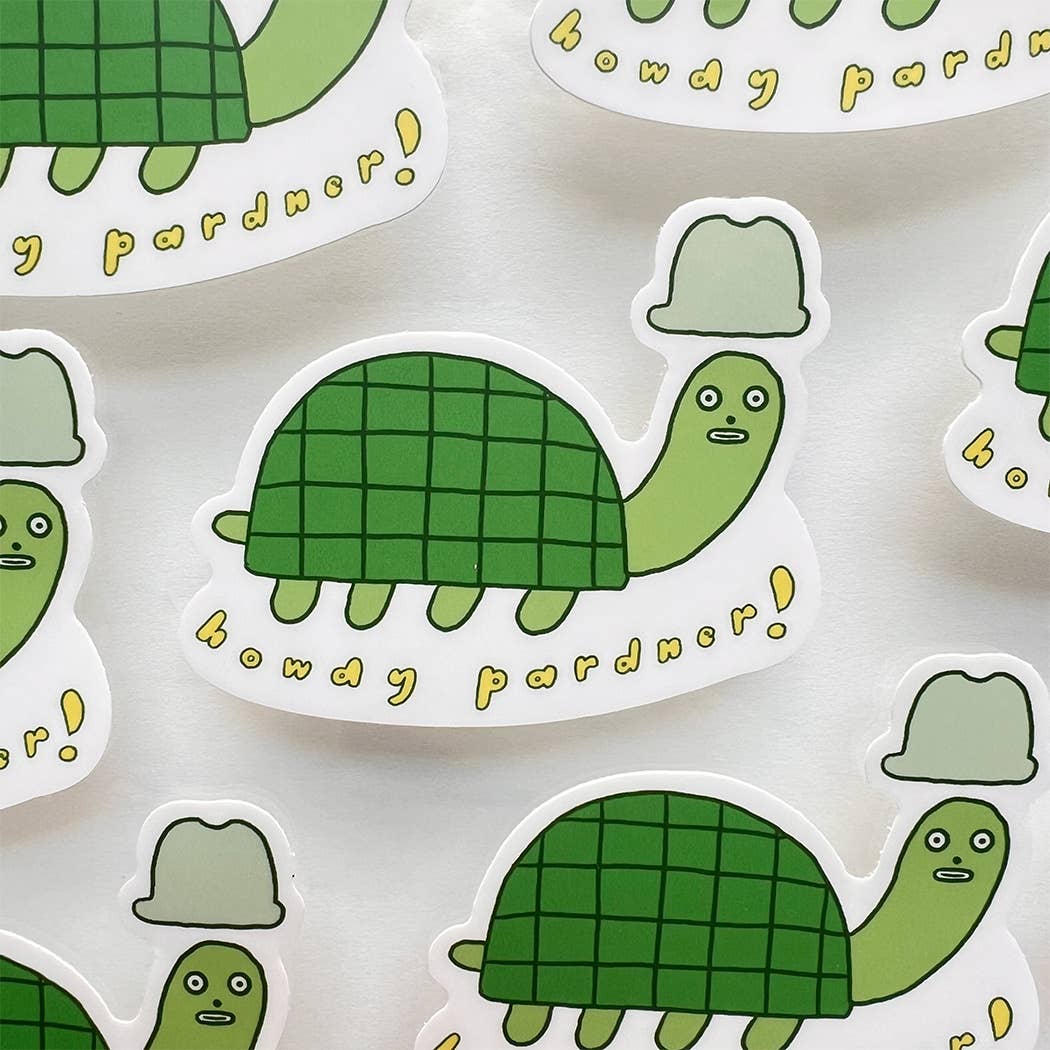 Howdy pardner turtle vinyl sticker