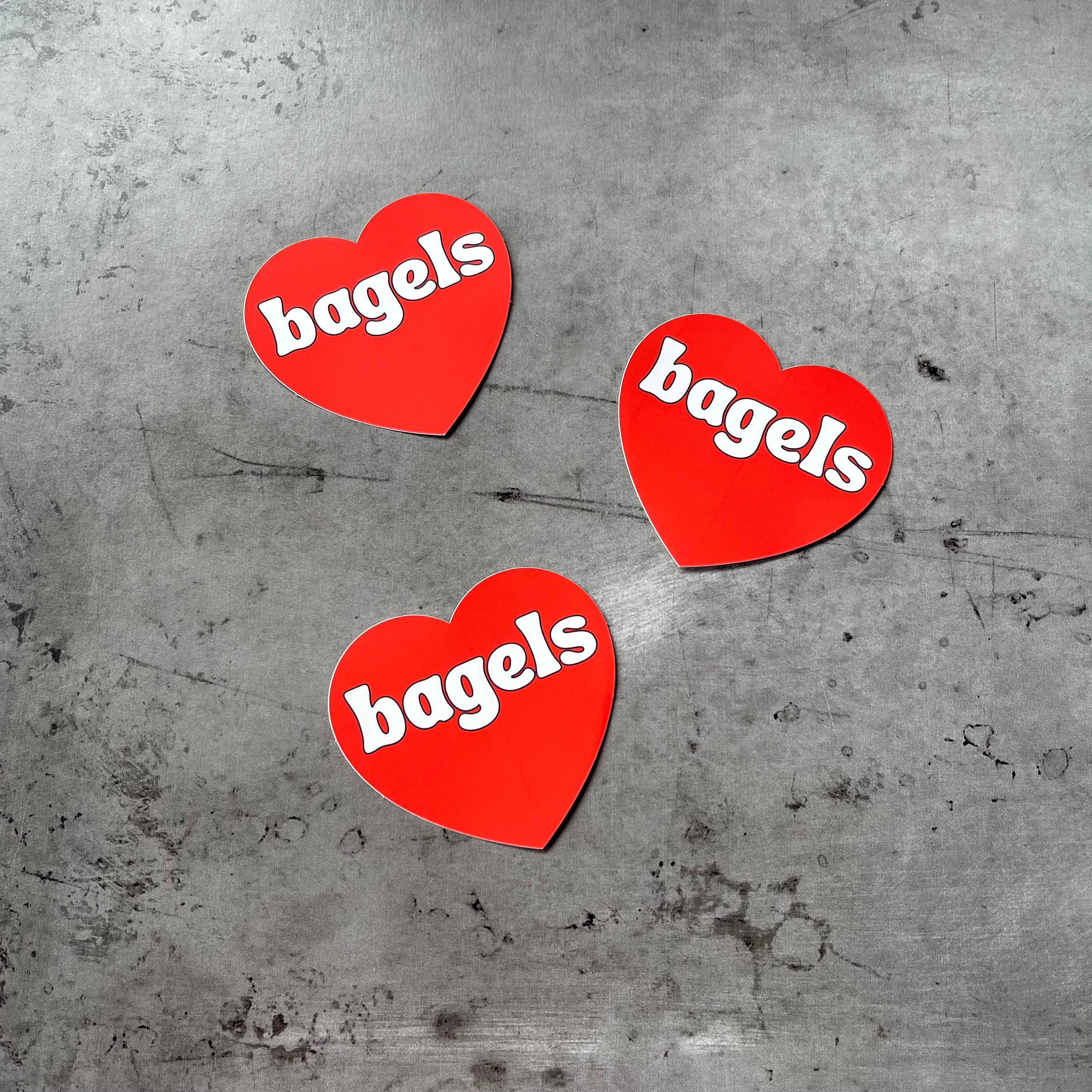 Bagels Red Heart Sticker Jewish restaurant bakery gifts