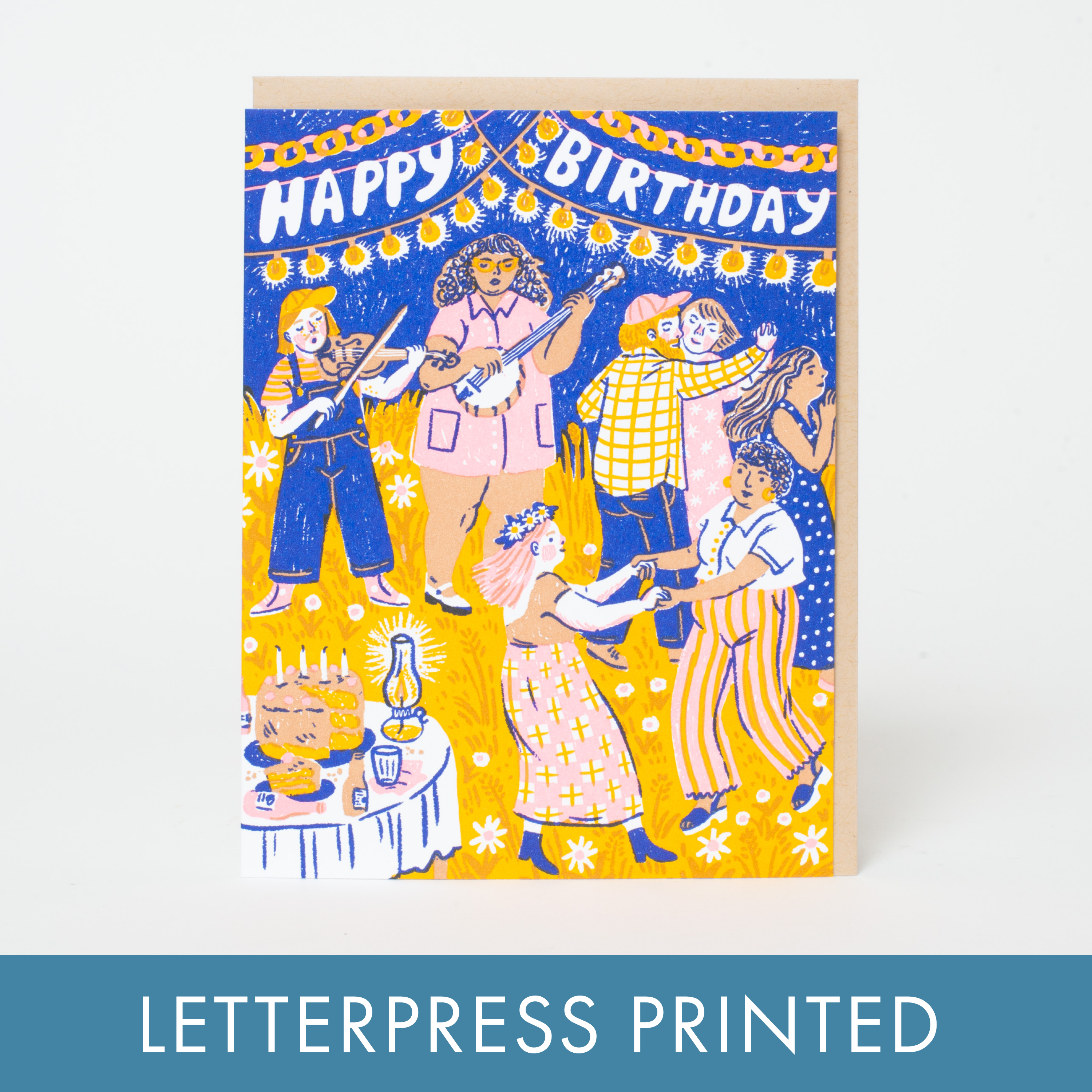 Birthday Barn Dance Letterpress Greeting Card by Phoebe Wahl