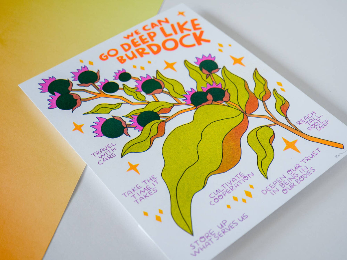 We Can Go Deep Like Burdock - Risograph Art Print