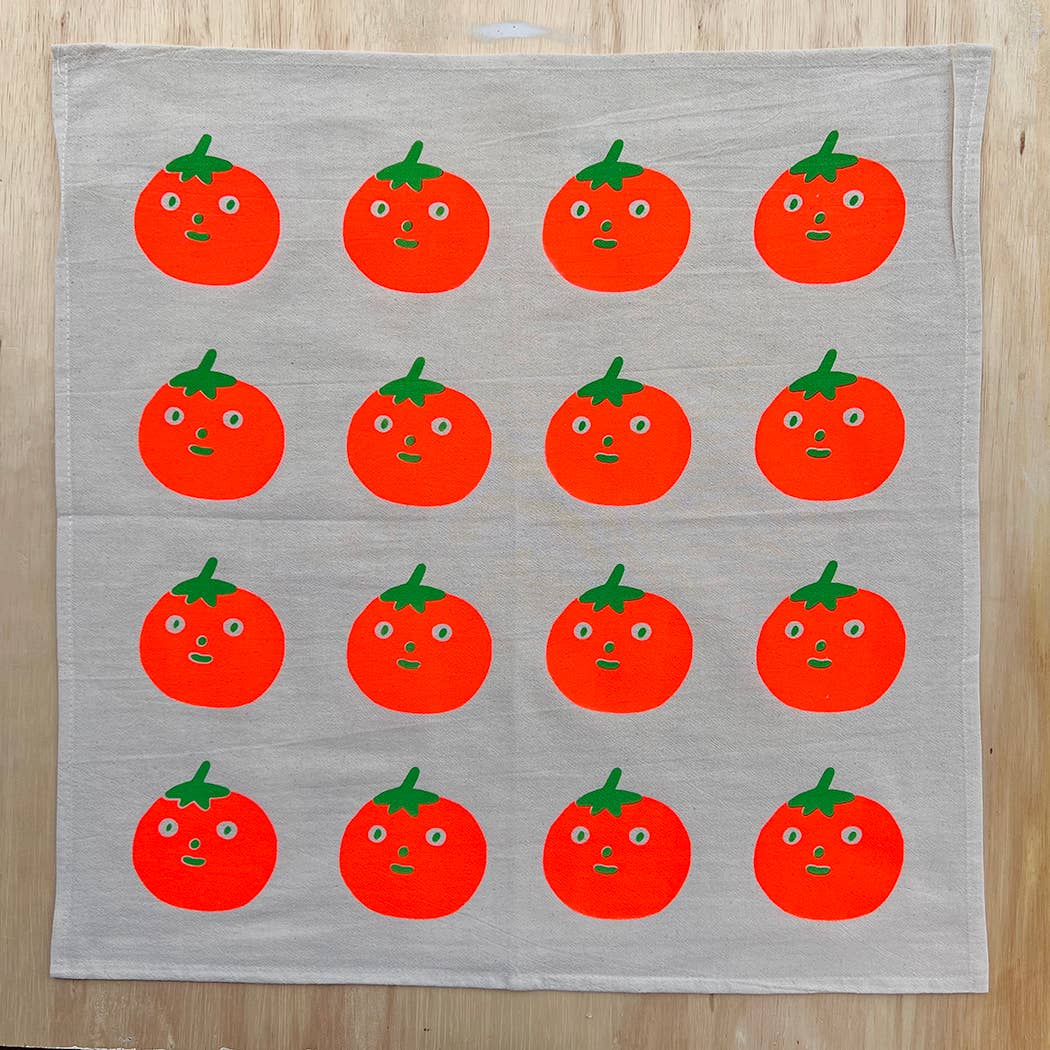 Tomato screenprinted tea towel