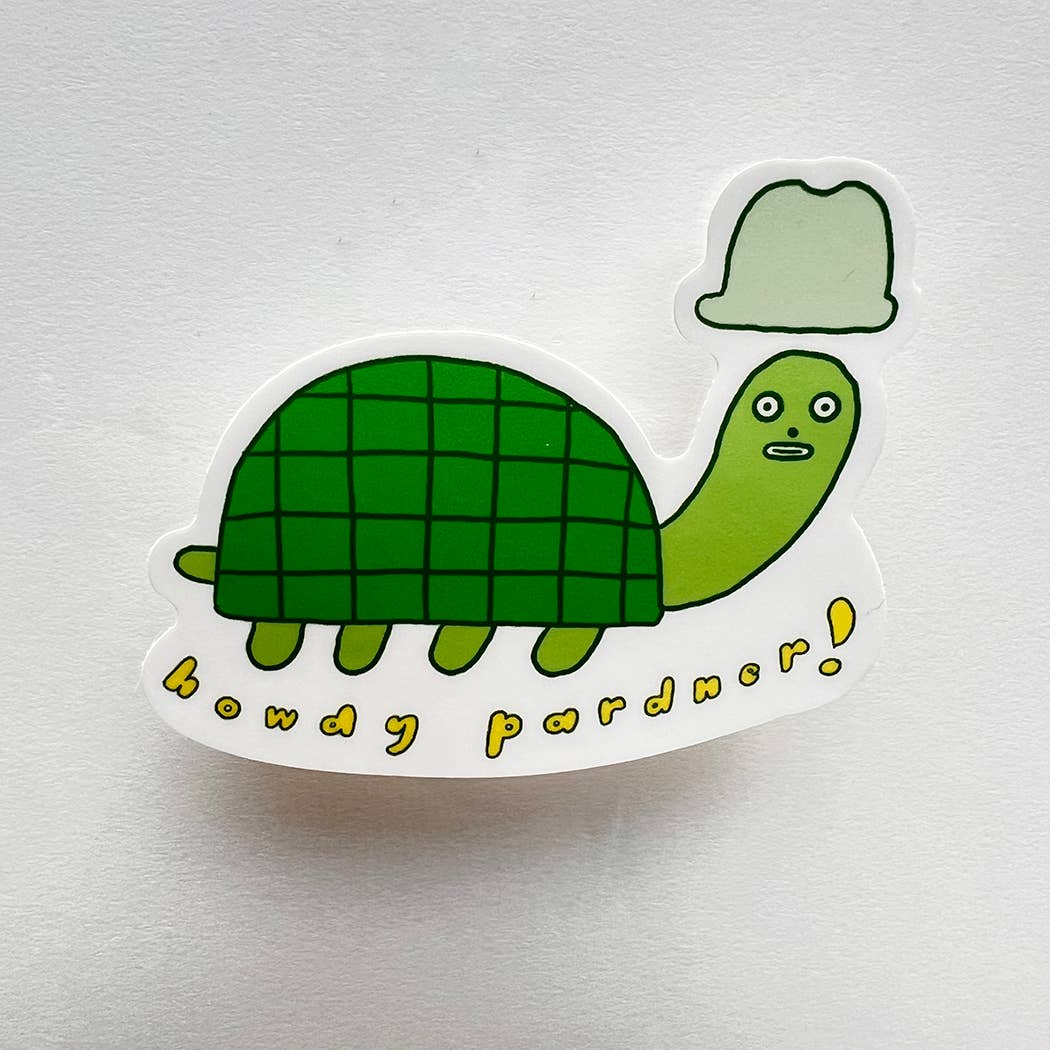 Howdy pardner turtle vinyl sticker