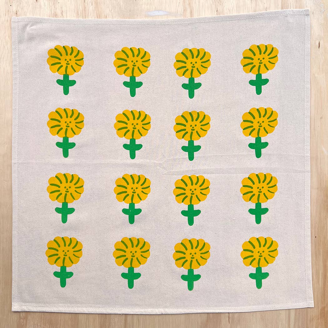 Happy flower tea towel