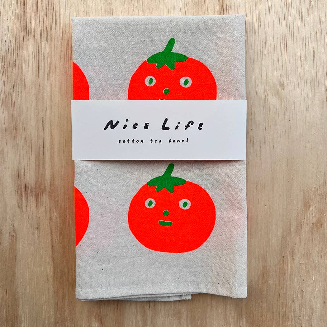 Tomato screenprinted tea towel