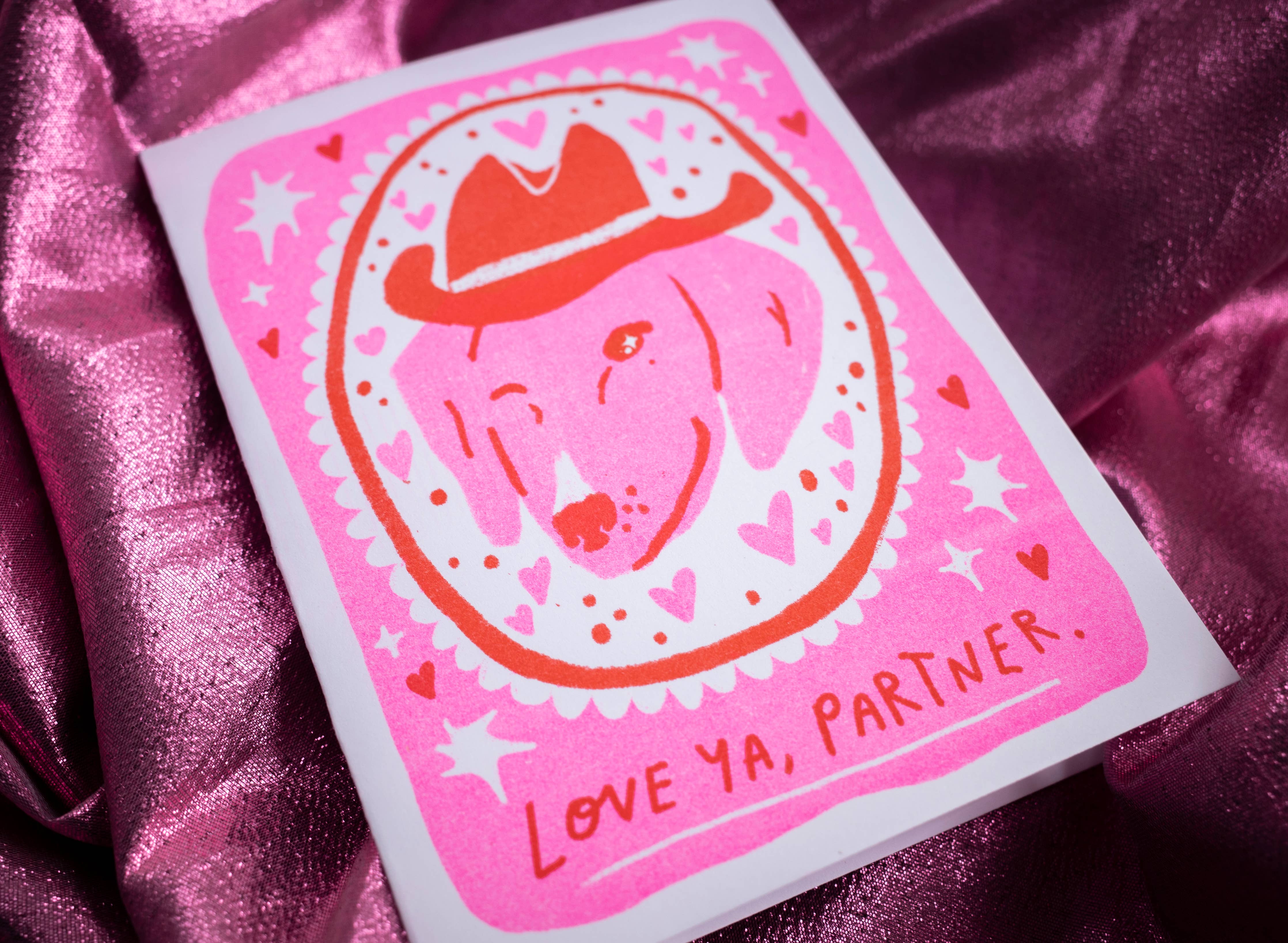 Love Ya, Partner risograph A2 greeting card