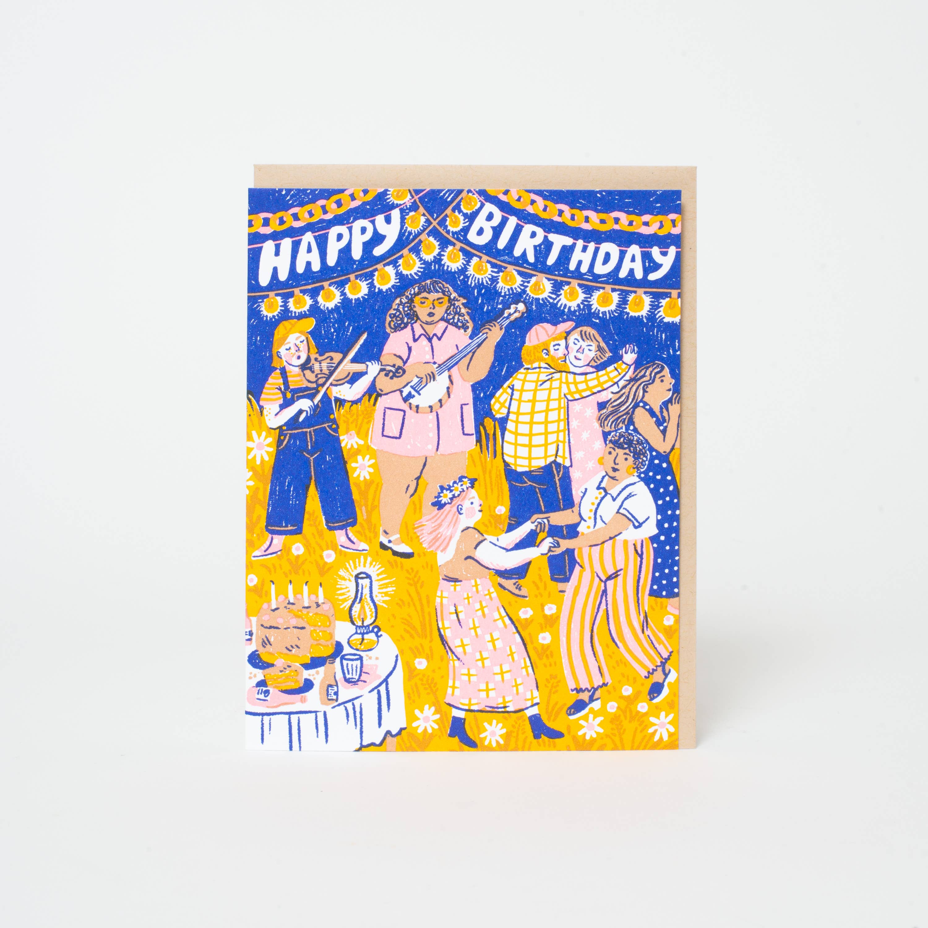 Birthday Barn Dance Letterpress Greeting Card by Phoebe Wahl