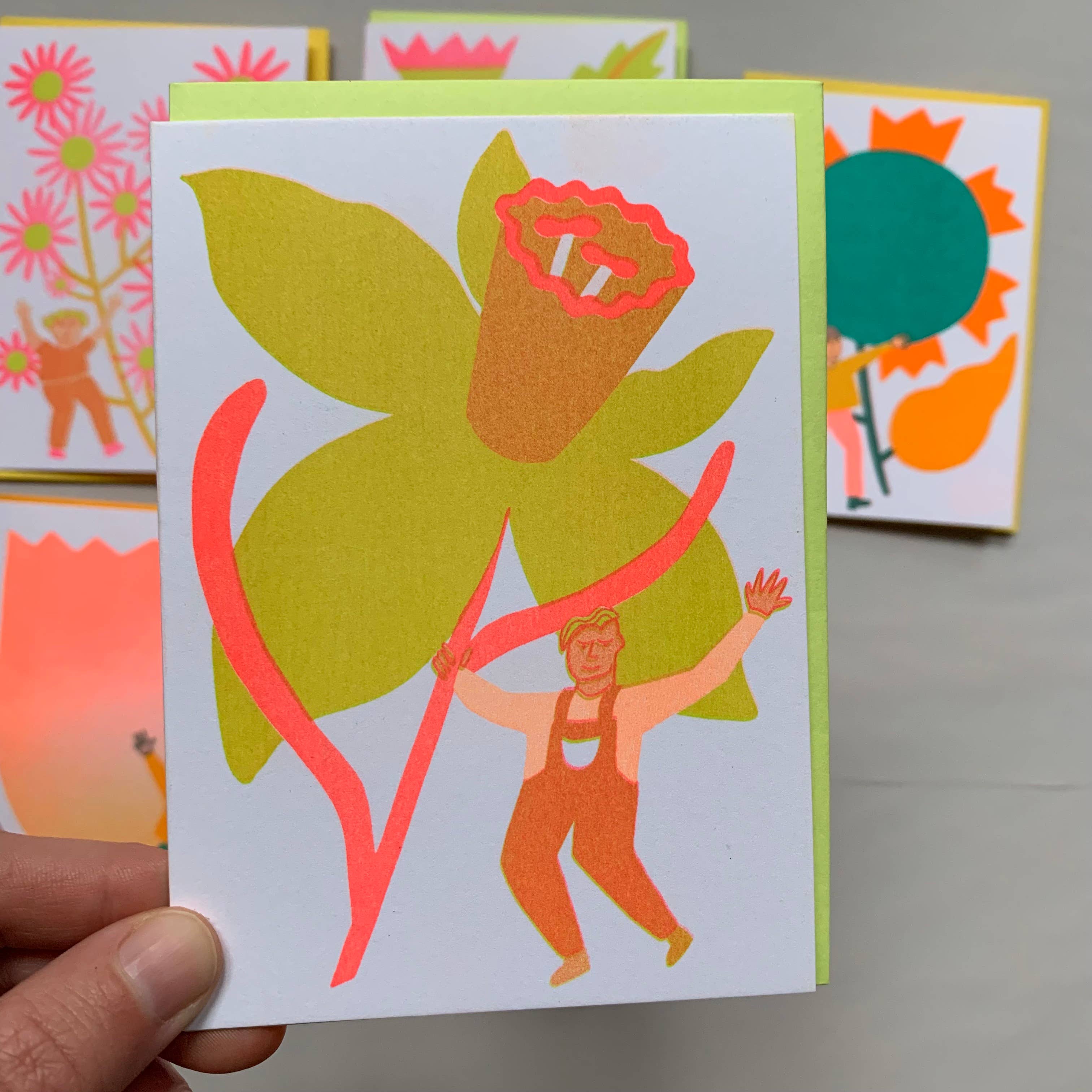 Daffodil - Blooming Risograph Mini (4-bar) Card