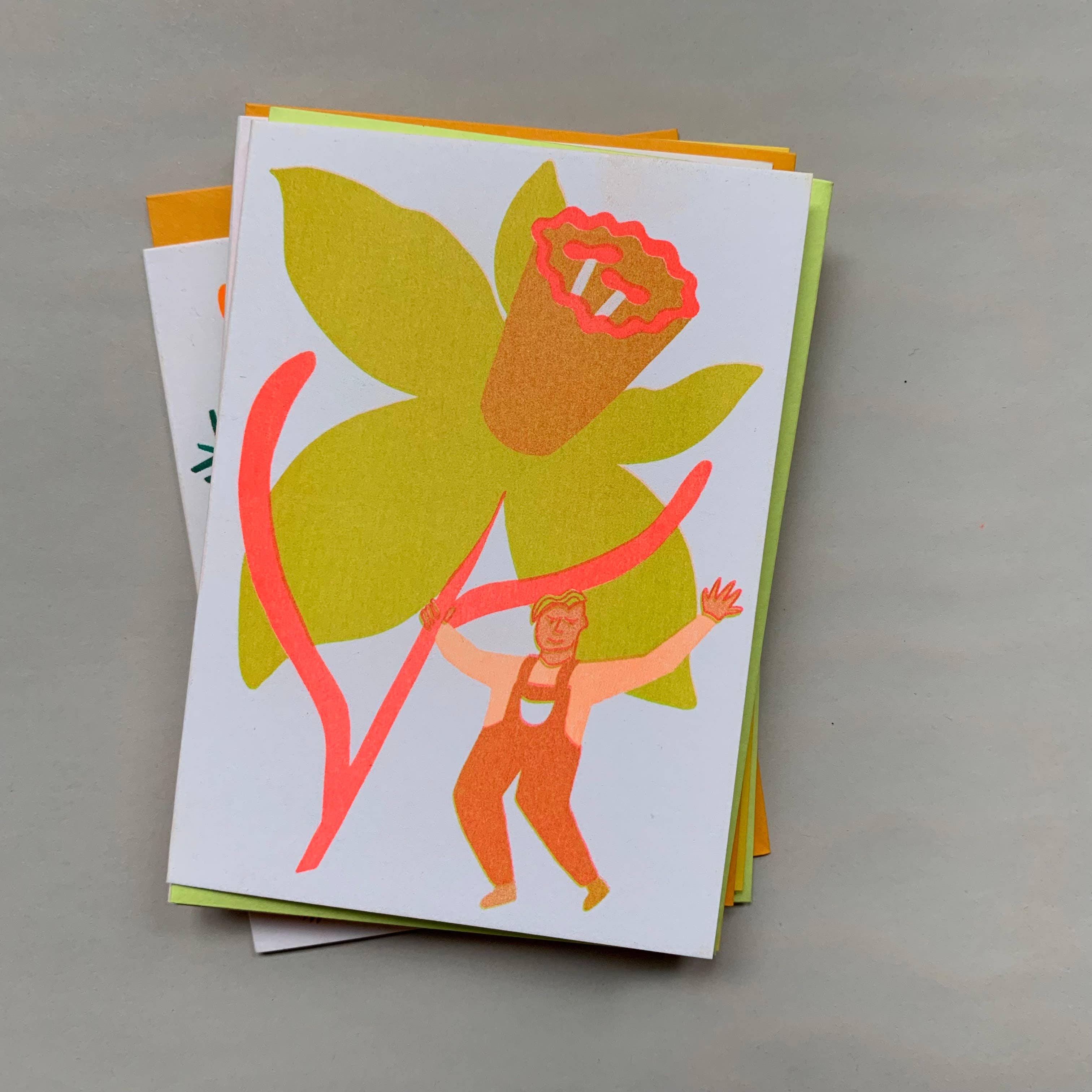 Daffodil - Blooming Risograph Mini (4-bar) Card