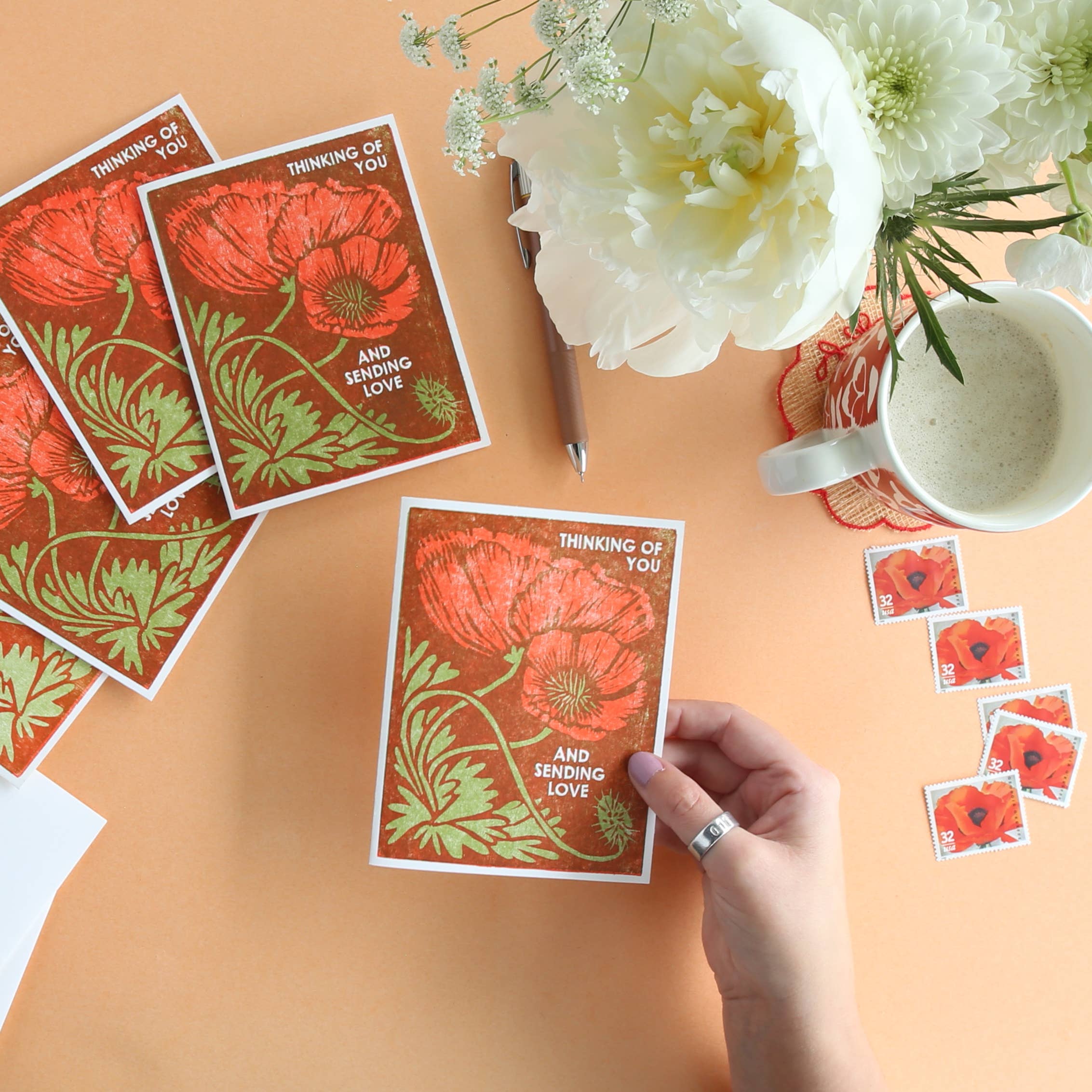 Thinking of You (Red Poppies) Friendship Card