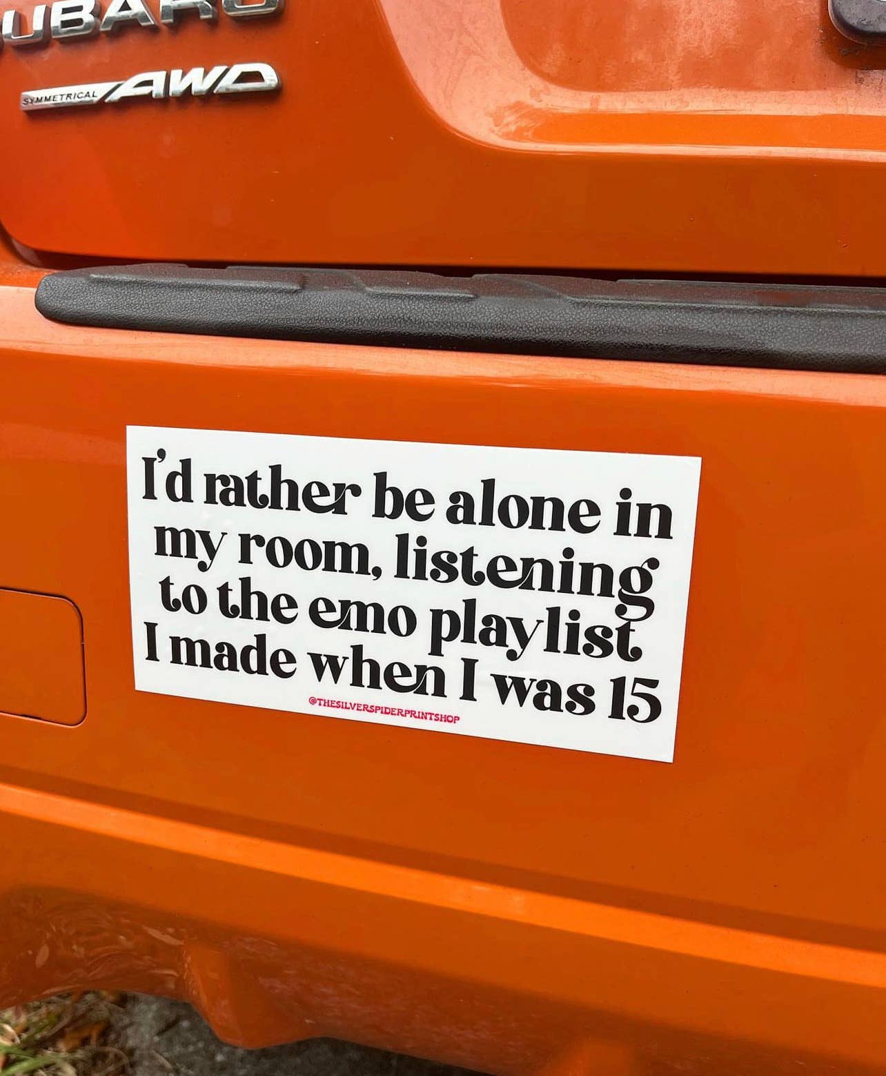 Rather be alone listening to emo playlist Bumper Sticker