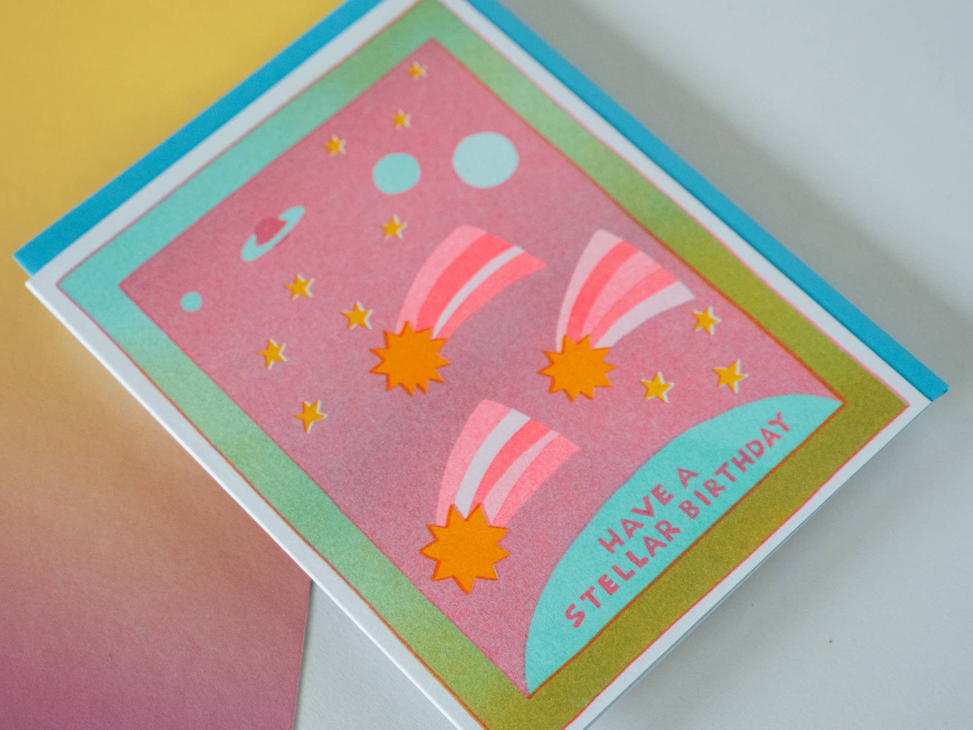 Have a Stellar Birthday - Risograph Greeting Card