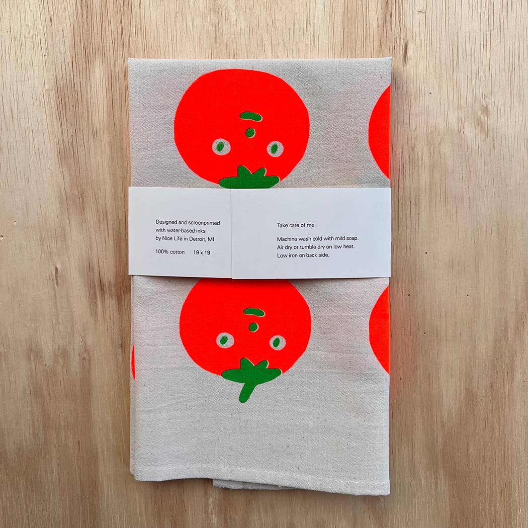 Tomato screenprinted tea towel